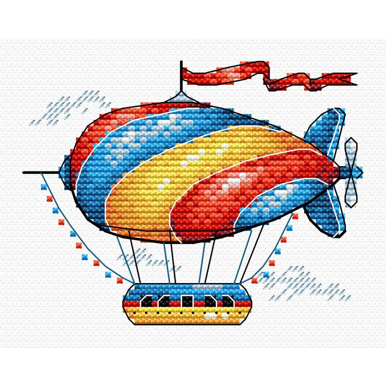 (image for) Fantastic Airship Mini Counted Cross Stitch Kit